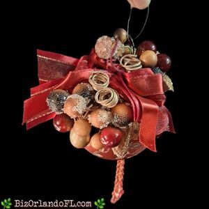 VINTAGE: Festive Holiday / Christmas Ornament with Faux Fruit / Berries / Ribbon